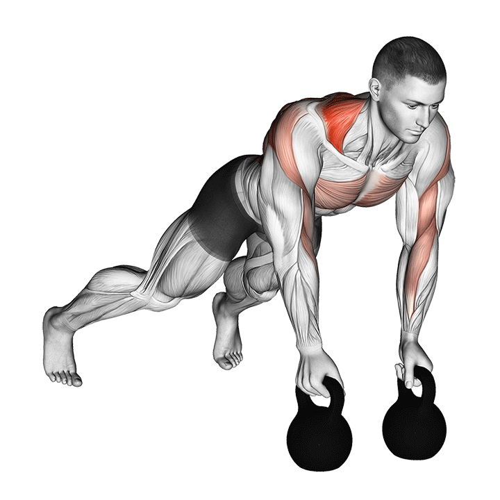 kettlebell alternating renegade row demonstration