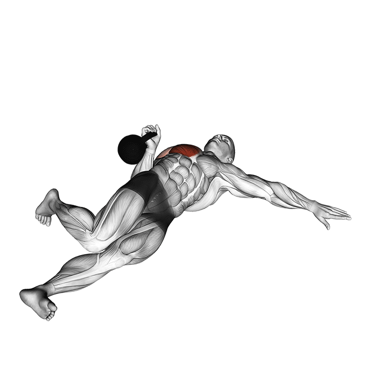 kettlebell extended range one arm press on floor demonstration